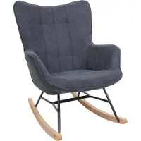 Mendler Schommelstoel -K36, schommelstoel relaxfauteuil TV-fauteuil, stof/textiel OEKO-TEX ~ antraciet