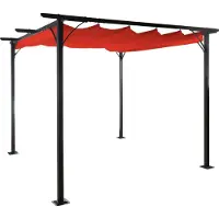 Mendler Pergola -C42, tuinpaviljoen, stevig 6cm frame + schuifdak ~ 3,5x3,5m terracotta