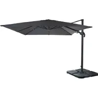 Mendler Zweefparasol -A96, 3x3m (Ø4,24m) draaibaar, polyester aluminium/staal 23kg ~ antraciet met standaard