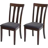 Mendler Set van 2 eetkamerstoelen -G46, keukenstoel Stoel, stof/textiel Massief hout ~ donker frame, donkergrijs