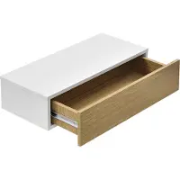 En.casa [] Wandplank met lade 50x24x12cm - wit en houtlook