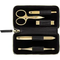 Zwilling Premium manicureset 5-delig met compacte nagelknipper leer, in zwart Manicureset 1 st