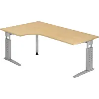 Hjh OFFICE PRO UNDA 82 S - 200 x 120 Esdoorn/Zilver Tafelhoogte I In hoogte verstelbaar