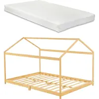 En.casa Kinderbed Vindafjord huisbed met matras bamboe 140x200 cm