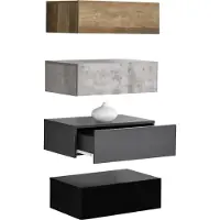 En.casa Wandplank met lade set van 4 zwevend beton hout grijs zwart