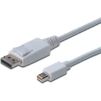 Digitus AK-340102-010-W - 1 m - Mini DisplayPort - DisplayPort - Wit - Nikkel - 1.1a