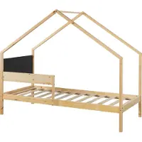 En.casa Kinderbed Sodankylä huisbed met onderschuifbed 90x200 cm naturel en zwart []