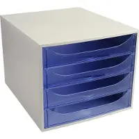 Exacompta Classic Ladekastje Kunststof Blauw, grijs 4 Lades 28,4 x 34,8 x 23,4 cm