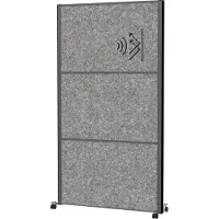 MAUL verplaatsbaar wandsysteem MAULconnecto, insteekmodules, 3x akoestisch vlies donker, klittenband, op wielen, H 1800 x B 1000 mm, antraciet