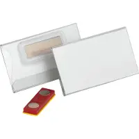 Durable Duurzaam naamplaatje, draaibaar, magnetische sluiting, 25 stuks, 40 x 75 mm, transparant