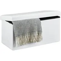 Relaxdays zitbank met opslagruimte - linnen - 38 x 76 x 38 cm - opbergdoos - robuuste bank wit