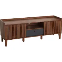 Mendler TV-rek -M48, lowboard TV-meubel, schuifdeur 56x150x40cm ~ walnoot look, donkergrijze lade