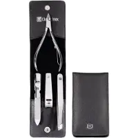 Zwilling Classic inox manicure- en pedicureset, 4-delig, met nagelknipper, van zwart leer Manicureset 1 st