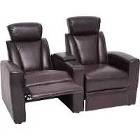 Mendler 2-zits bioscoopfauteuil -H30, relaxfauteuil TV-fauteuil 2-zits bank, opbergvak Soft Touch kunstleer MVG ~ bruin