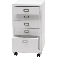 MCW Verrijdbare ladekast -L49, stalen ladekast archiefkast, metaal 75x40x41cm 5 laden ~ wit