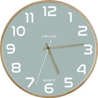 Unilux Baltic wandklok | diameter 30 | 5 cm | houten frame | lichtgroen