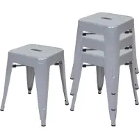MCW Set van 4 krukken -A73, metalen kruk zitkruk, metalen industrieel ontwerp stapelbaar ~ grijs