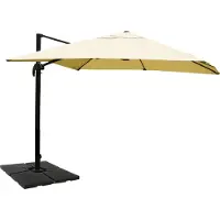 Mendler Zweefparasol -A96, 3x4m (Ø5m) polyester aluminium/staal 26kg ~ crème met standaard