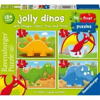 Ravensburger Mijn Eerste Puzzel, Vrolijke Dino's, 2 stukjes, Dino's, 1,5 jaar