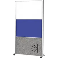 MAUL verplaatsbaar wandsysteem MAULconnecto, insteekmodules, 1x whiteboard, 1x akoestisch vlies, 1x textieloppervlak, klittenbandsluiting, op wielen, H 1800 x B 1000 mm, zilver