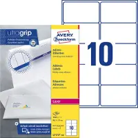 Avery L7173, Verzendetiketten, Laser, Ultragrip, wit, 100 vellen, 10 per vel, 99,1 x 57 mm