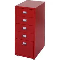 MCW Trolley kast Boston T851, stalen ladekast, 69x28x41cm 5 laden ~ rood