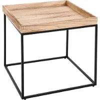 MCW Bijzettafel -K71, salontafel salontafel, paulowniahout metaal 60x60x60cm ~ natuurlijke kleur