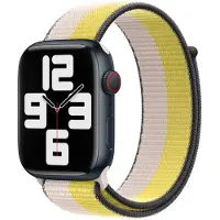 Apple Watch 42/44/45 mm Nylon Sport Loop Horlogeband Havermelkwit/citroenzeste