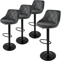 ML-Design Set van 4 barkrukken Holly velvet | fluweel grijs 37x106x47 cm barkrukken | NADUVI