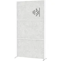 MAUL verplaatsbaar wandsysteem MAULconnecto Uplight, 3 x akoestisch vlieslicht, LED-licht met 2500 lm & 4000 K, klittenbandsluiting, staander, H 1800 x B 1000 mm, wit