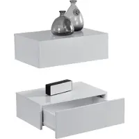 En.casa Wandplank met lade set van 2 zwevend 46x30x15 cm wit glanzend
