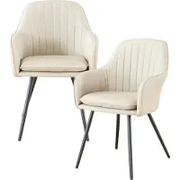 En.casa Eetkamerstoel Kannonkoski set van 2 86x57x59 cm beige en zwart