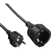 InLine CEE 7/7 (recht) - CEE 7/3 (recht) stroom verlengkabel | 3x 1,50mm | zwart | 5 meter