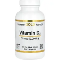 California Gold Nutrition , Vitamin D3, 50 mcg (2,000 IU), 360 Fish Gelatin Softgels