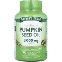 Nature's Truth Nature's Truth, Pumpkin Seed Oil, Cold Pressed, 75 Quick Release Softgels, (1,000 mg per Softgel)