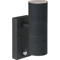 Lucide ARNE-LED IR - Wandspot / Wandlamp Binnen/Buiten - Ø 6,3 cm - LED - GU10 - 2x5W 2700K - IP44 - Beweging & dag/nacht sensor - Zwart