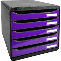 Exacompta Big Box Plus Iderama Violet glanzend, 5 open laden A4/A4+/24x32, geruisloos, veiligheidsstop, stapelbaar