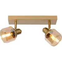 Lucide BJORN - Plafondspot (Plafondlamp) - 2xE14 - Mat Goud / Messing