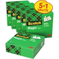 Scotch plakband Magic Tape formaat 19 mm x 33 m pak van 6 rollen