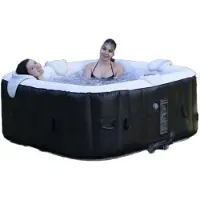 Sunspa Opblaasbaar zwembad met spa, , vierkant, zwart, voor 6 personen, 185 x 185 x 65 cm
