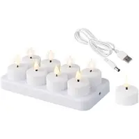 Lumineo Oplaadbare waxinelichtjes | 4 x 4.5 cm | Wit | Bewegende vlam | 8 stuks |