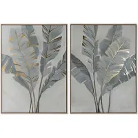 Home ESPRIT Schilderij Palmen Gouden Tropisch 90 x 4 x 120 cm (2 Stuks)