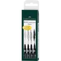 Faber-Castell fineliner - tekenstift - fineliners + brushpen - Pitt Artist Pen - 4-stuks - zwart - FC-167100