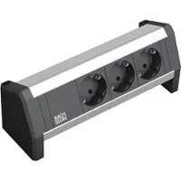Bachmann desktop stekkerdoos met Wieland GST18 installatiestekker en 3 contacten / zwart/zilver