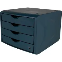 Helit Ladenblok "The Green Chameleon", 4 lades met uittrekelementen, A4 formaat, stapelbaar, blauw