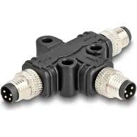 DeLOCK M8 T-Splitter A-coded 4 pin 1 x male to 2 x male parallel connection