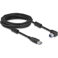 DeLOCK USB-A - USB-B haaks (beneden) kabel | USB3.0 5 Gbps | 10W | zwart | 5 meter