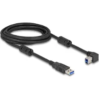 DeLOCK USB-A - USB-B haaks (links) kabel | USB3.0 5 Gbps | 10W | zwart | 3 meter
