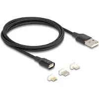DeLOCK Magnetic USB Charging Cable Set for 8 Pin Lightning / Micro USB / USB Type-C black 1 m