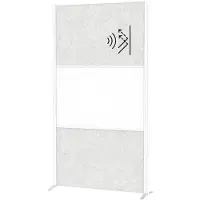 MAUL scheidingswandsysteem MAULconnecto, 2 x lichtgekleurd akoestisch vlies, 1 x whiteboard, bevestiging met klittenband, staander, H 1800 x B 1000 mm, wit